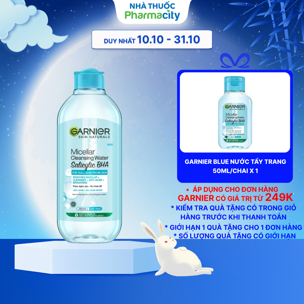 Nước Tẩy Trang GARNIER Skin Naturals Micellar Cleansing Water Cho Da Dầu Mụn (Chai 400ml)