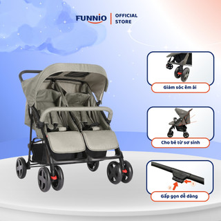  Xe đẩy đôi cho bé song sinh Funnio P-700 3 tư thế ngồi ngả nằm gấp gọn dễ dàng 