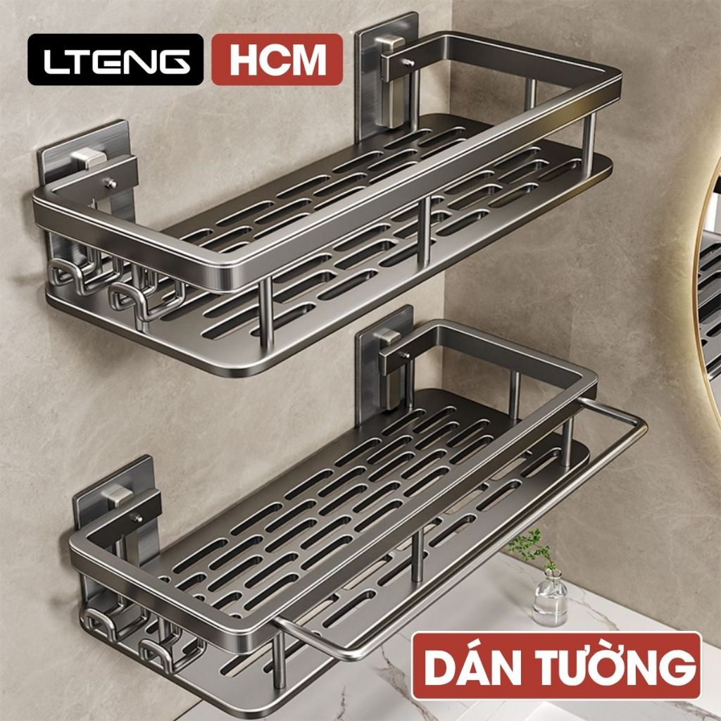Kệ nhà tắm dán tường LTENG để đồ gọn gàng, chất liệu nhôm cao cấp, dày dặn, miếng dán siêu chắc