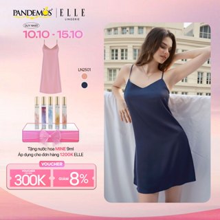 Đầm ngủ ngắn 2 dây basic ELLE Pandemos dáng suông nhẹ, tôn đường nét LN2501