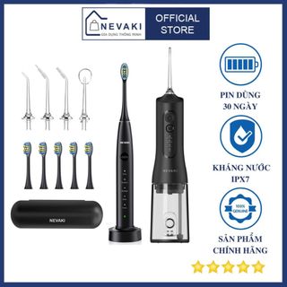  Combo máy tăm nước và bàn chải điện NEVAKI L06 - X600 làm sạch răng miệng chuyên nghiệp 