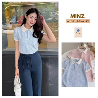Áo Polo Phối Cổ Trắng MINZ STORE Mã 1409, Thiết Kế 3 Khuy Phong Cách Công Sở Trẻ Trung