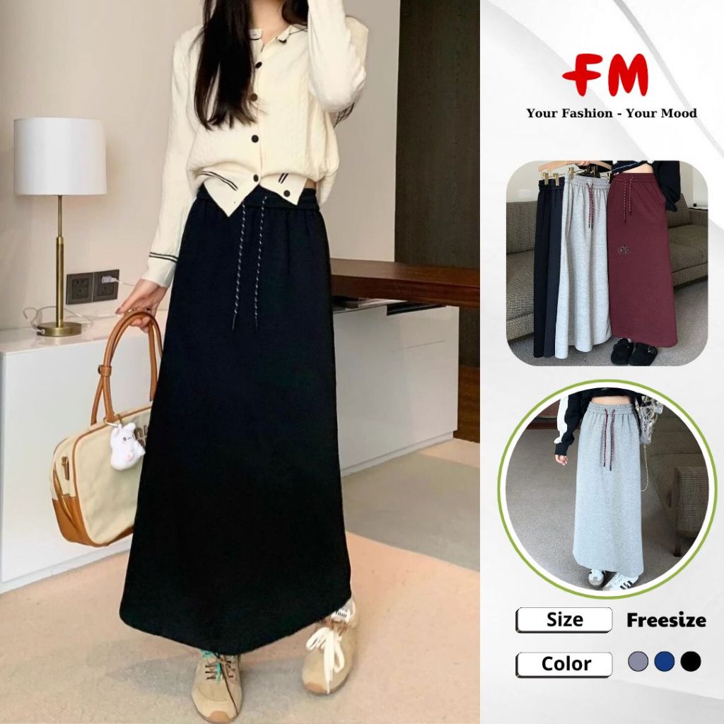 Chân Váy Nỉ Dài Suông Nữ FMSTYLE Xẻ Sau – Freesize Dễ Mang, Phối Đồ Gì Cũng Xinh  25111153