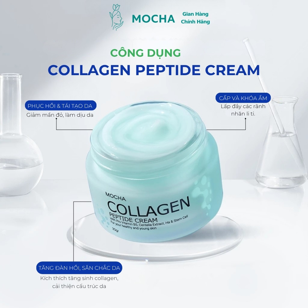 Kem Dưỡng Da Mocha Collagen Peptide Cấp Ẩm Làm Dịu, Giúp Da Căng Mượt, Duy Trì Độ Ẩm Suốt Ngày 30gr