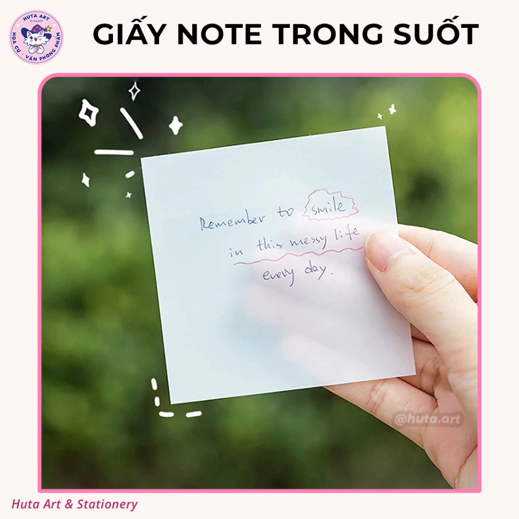 [Huta Art] GIẤY NOTE TRONG SUỐT - Set giấy note trong suốt chống nước