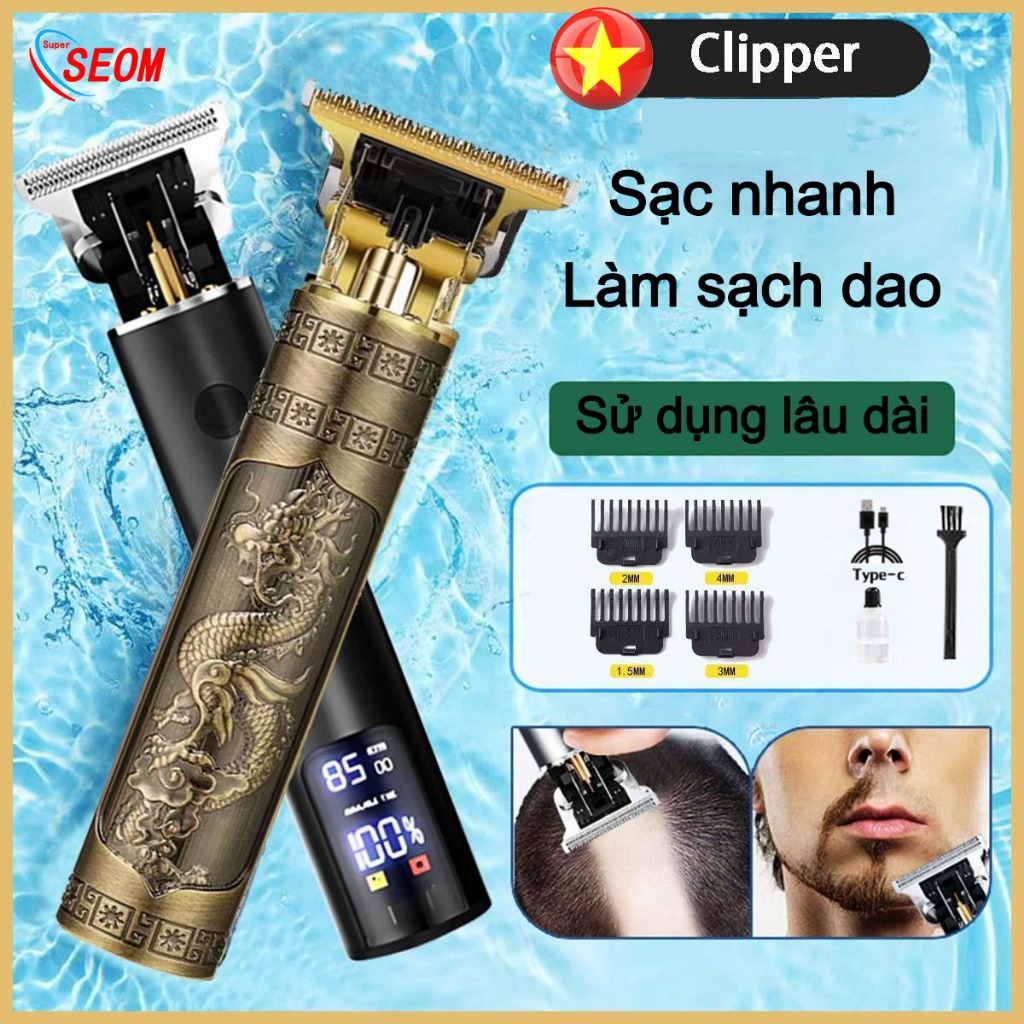 Tông đơ cắt tóc nhỏ gọn, cắt siêu bén, sạc USB không dây tiện lợi, điêu khắc tỉ mỉ
