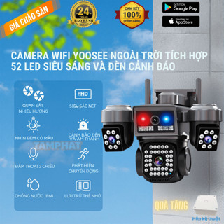 [Bảo hành 24 tháng]  Camera WIFI Yoosee 4 mắt 3 khung hình tích hơp 52 LED  và đèn cảnh báo an ninh siêu nét độ nét