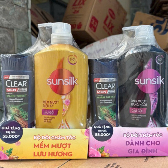 ( TẶNG CLEAR men 140G) Dầu gội sunsilk 650g tặng kèm chai clear men hương gỗ 140g