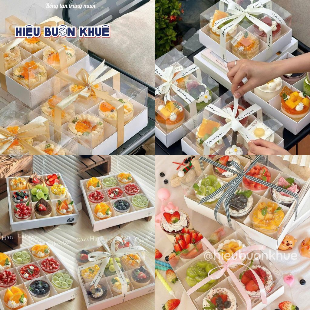 10 Hộp Đựng Bánh Kem, Cupcake, Muffin, Bánh Lạnh Kèm Nắp Mica [4 Ngăn/ 6 Ngăn/ 9 Ngăn]