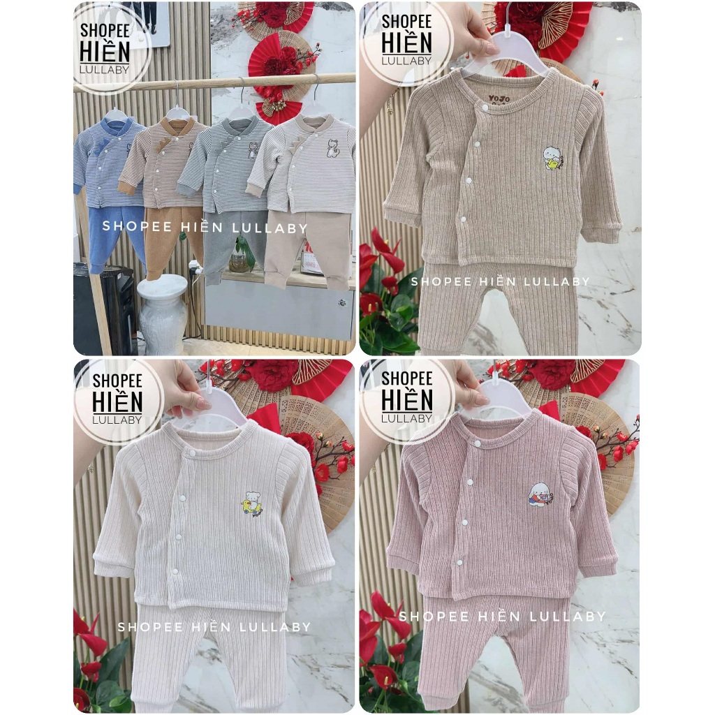 [Anminaza/Chính Hãng] Bộ sơ sinh dài tay cài lệch Anminaza chất nỉ cho bé trai, bé gái