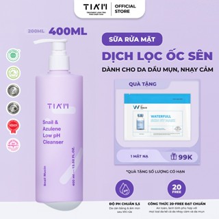 Sữa Rửa Mặt Dịch Lọc Ốc Sên Làm Dịu Và Phục Hồi Dành Cho Da Nhạy Cảm TIA’M Snail & Azulene Low pH Cleanser 400ml