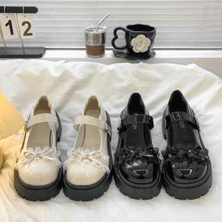 Giày Lolita Nữ Quai Ngọc BUỘC NƠ Cao Cấp (đặt lùi 1 sz)- Giày búp bê nữ đế độn 4 phân 2 màu siêu hót