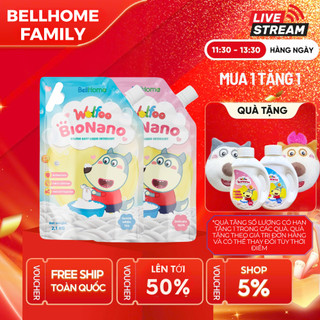 Combo 2 Nước giặt xả Wolfoo Bio Nano Bellhome, diệt khuẩn, sạch thơm lâu, an toàn cho bé sơ sinh