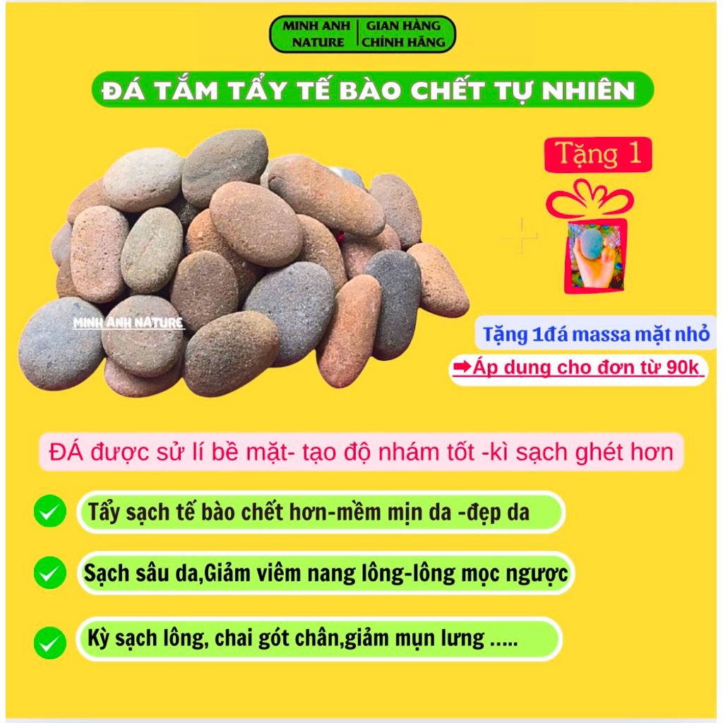 Đá Cuội Tắm Tẩy Tế Bào Chết Body - Kì Ghét Tự Nhiên, Hạn Chế Lông Mọc Ngược, Kỳ Gót
