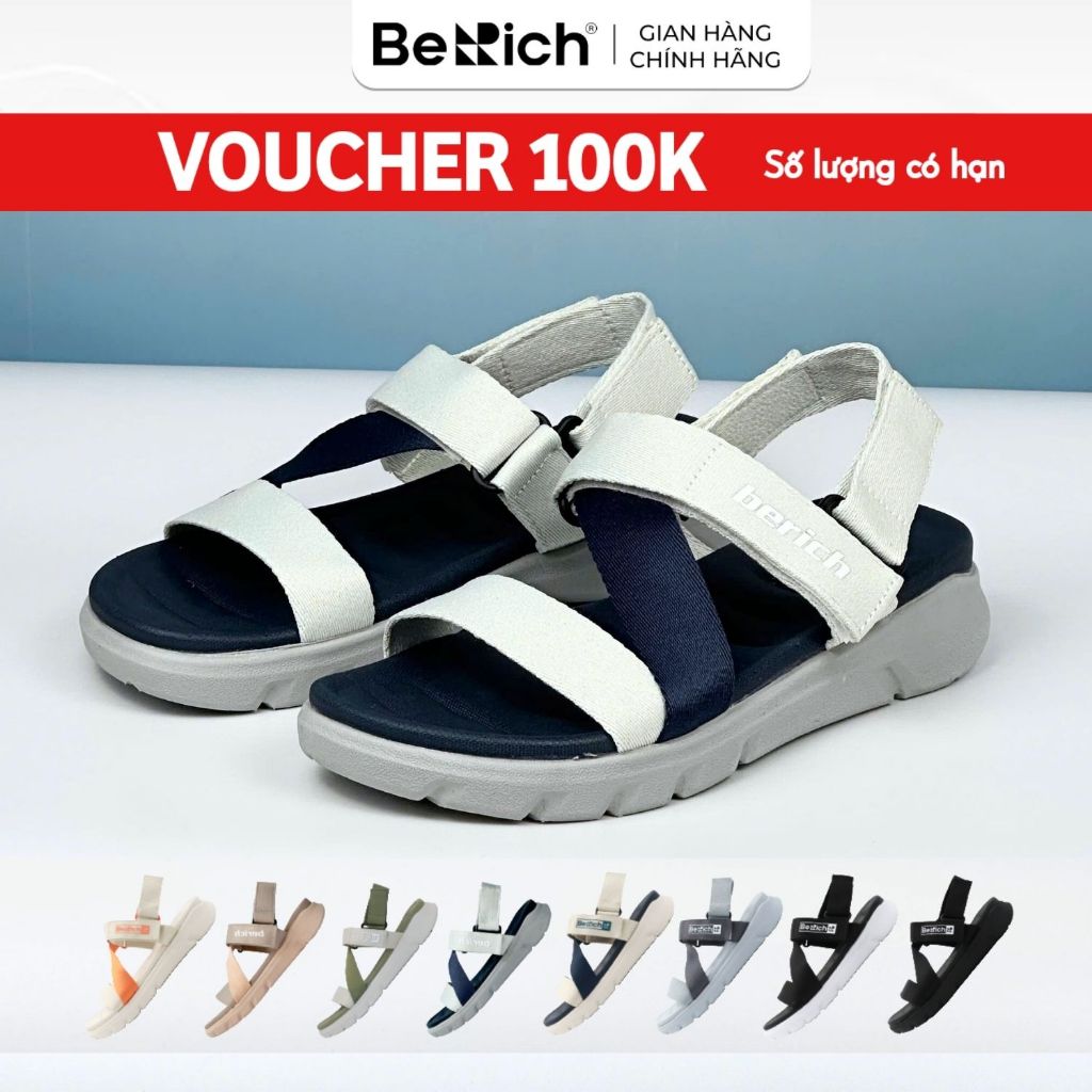 Giày Sandal Berich Nam Nữ Quai Chéo Đi Học Cao 4cm Nhẹ Bền Êm BE677