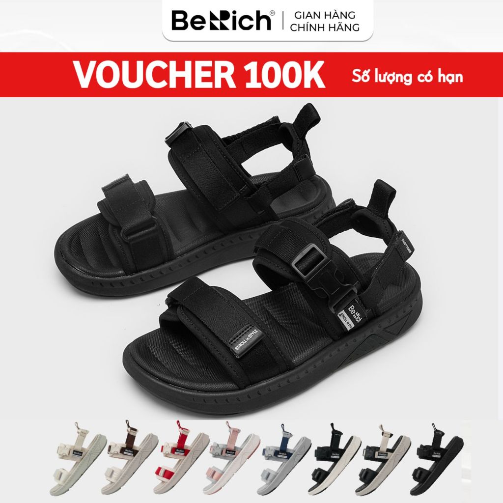 Giày Sandal Berich Nam Nữ 2 Quai Ngang Đi Học Chống Trơn Trượt Êm Bền BE278