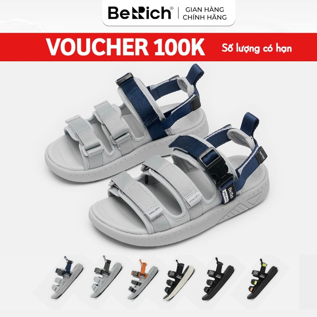 Giày Sandal Berich Nam Nữ 3 Quai Ngang Đi Học Chống Trơn Trượt Êm Bền BE279