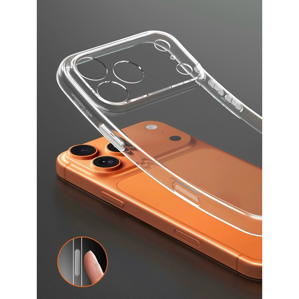 Ốp Ultrathin siêu mỏng trong suốt dẻo mềm phím bạc có gờ bảo vệ camera cho iphone 18/17/16/15/14/13/12/pro/promax/plus