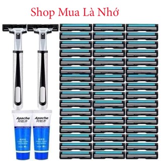 [ Combo 72 ] Lưỡi Dao Cạo Râu + 2 Cán Dao Tặng 2 Lọ Gel Làm Mềm Râu và Hộp Nhựa Đựng Cán