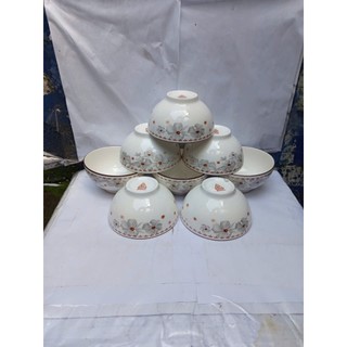 combo 10 chén 5 chén sứ hoa dừa trắng WX124 kích thước 11.3cm chén bóng đẹp hoa dừa trắng sang trọng