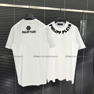  Áo phông vòng cổ Philip nam nữ cổ tròn cộc tay áo thun chữ philip vòng cổ boy phố hàn quốc ,mẫu chuẩn lô gô may nổi 