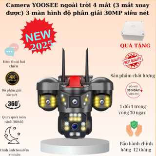   Mẫu xu hướng 2026  Camera YOOSEE ngoài trời 4 mắt 3 màn hình độ phân giải 32MP siêu nét giám sát ngoài trời chống nước 