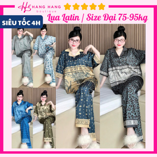 Đồ ngủ nữ bigsize cỡ đại 75-95kg, pijama dài cộc tay ngắn lụa latin mịn mát 95CD01, đồ bộ nữ đồ mặc nhà sang chảnh