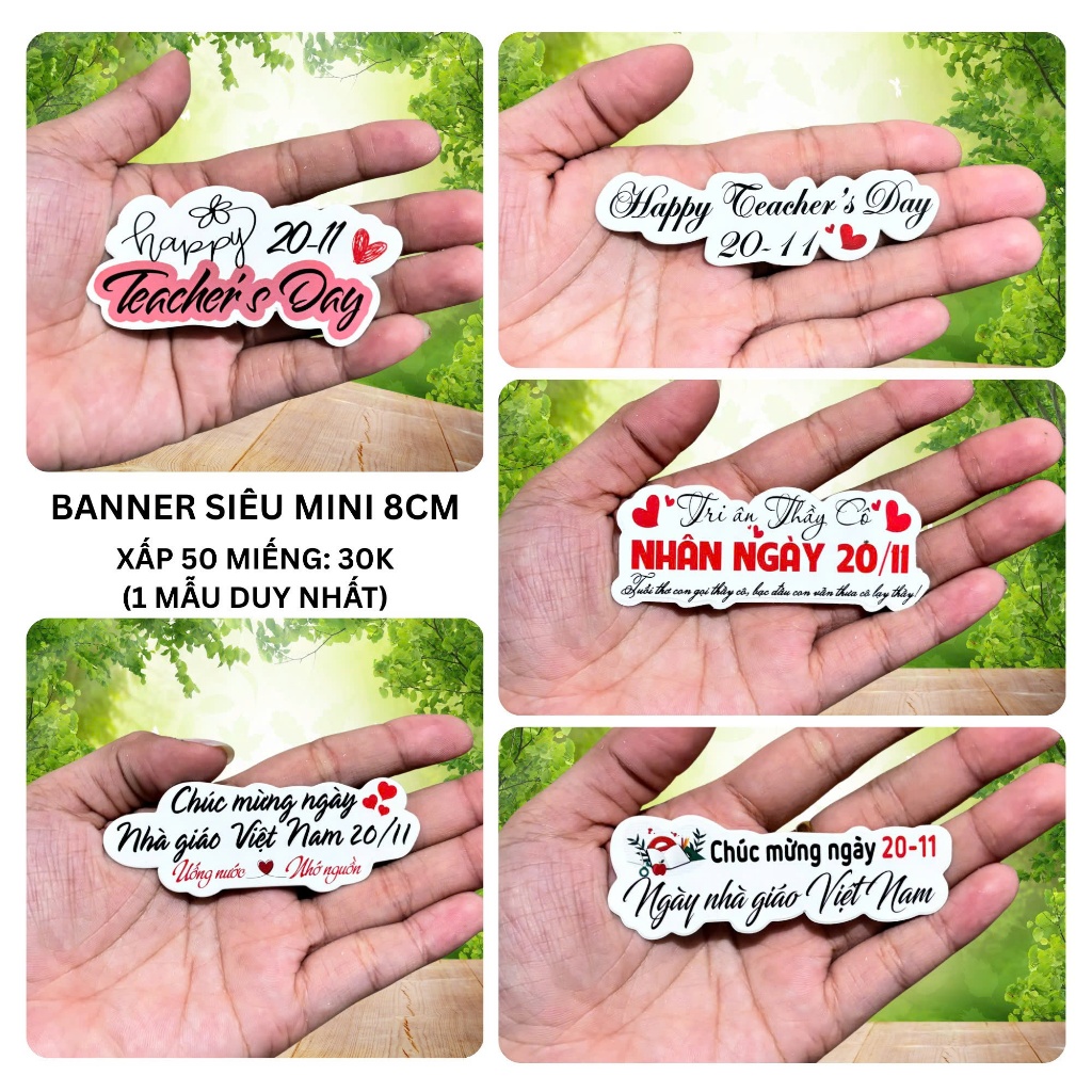 BANNER SIÊU MINI 8CM ( xấp 50 miếng)
