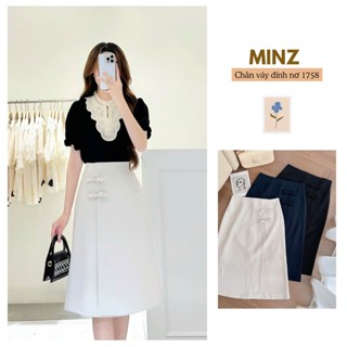 Chân Váy Đính Nơ MINZ STORE Mã 1758, Thiết Kế Khóa Sau Phong Cách Công Sở