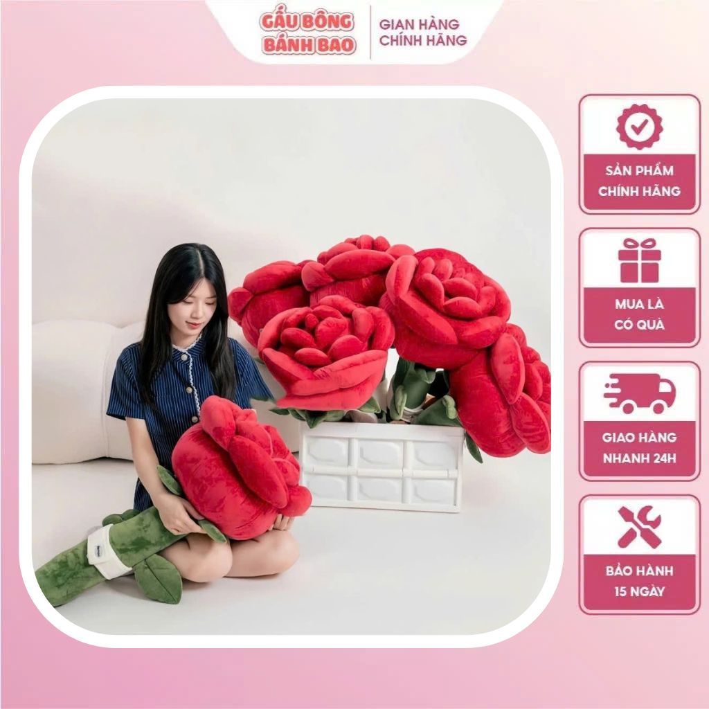 Gấu Bông Hoa Hồng Khủng Lồ, Quà Tặng Người Yêu Lãng Mạn Dịp 20/10, Sinh Nhật, Valentine Cao Cấp - B33