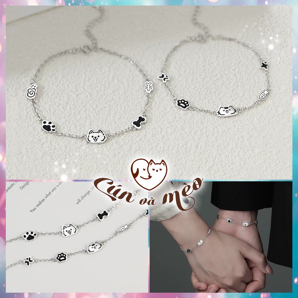 Vòng tay đôi nam nữ CÚN Và Mèo [NEW], vòng tay couple ý nghĩa dành cho cặp đôi