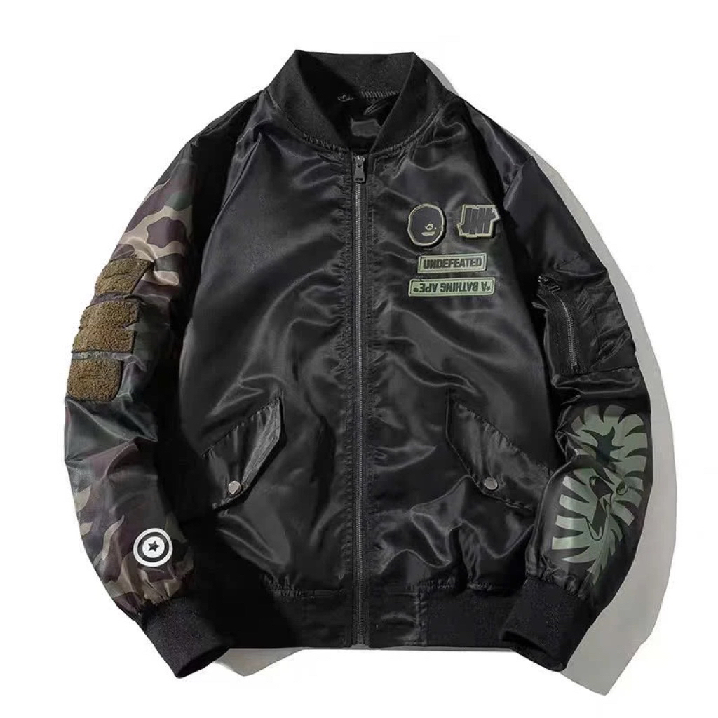Áo Bomber Bape Áo Khoác Phối Tay Rằn Ri.Áo Khoác 2 Lớp Dày Dặn Ấm Áp Phong Cách Thời Trang Nam Nữ