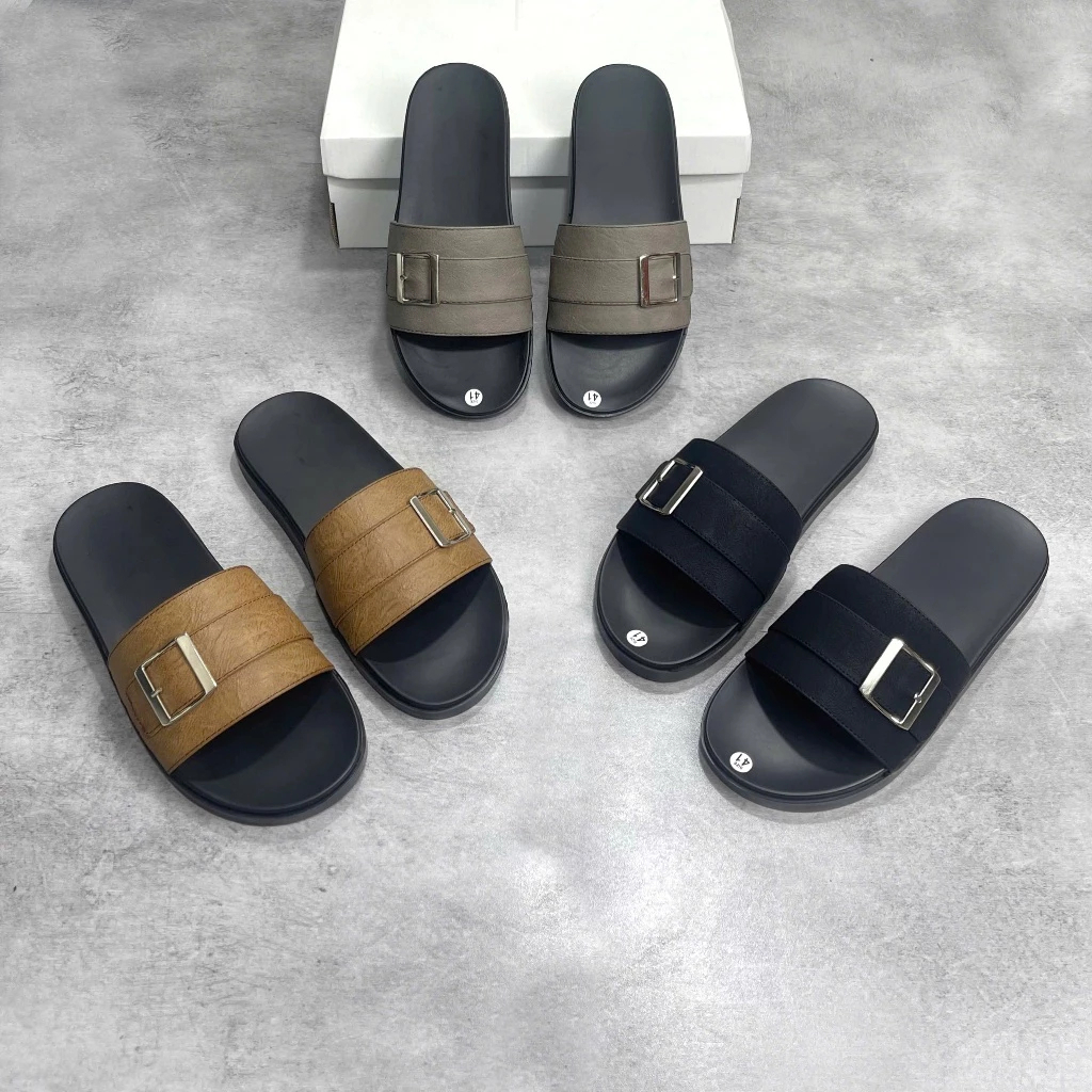 [Khâu Quai xuyên đế]Dép Lê Nam Quai da KHUY BẠC thời trang-đế cao su cao cấp chống trơn trượt