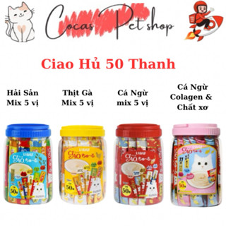  Soup thưởng cho mèo - Ciao Churu hủ 50 thanh súp thưởng cho mèo dang kem 