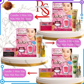  Combo 3 Món Kone Thái Lan – Sữa Rửa Mặt & Kem Dưỡng Da & Serum Dưỡng Ẩm  Trà Xanh   Nghệ Vàng   Rau Má  