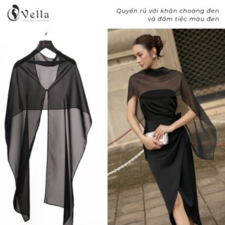 Khăn choàng voan nữ thời trang 5 màu ĐEN, TRẮNG, KEM, ĐỎ ĐÔ, HỒNG. Khăn voan dạ tiệc Vella VPK-KV