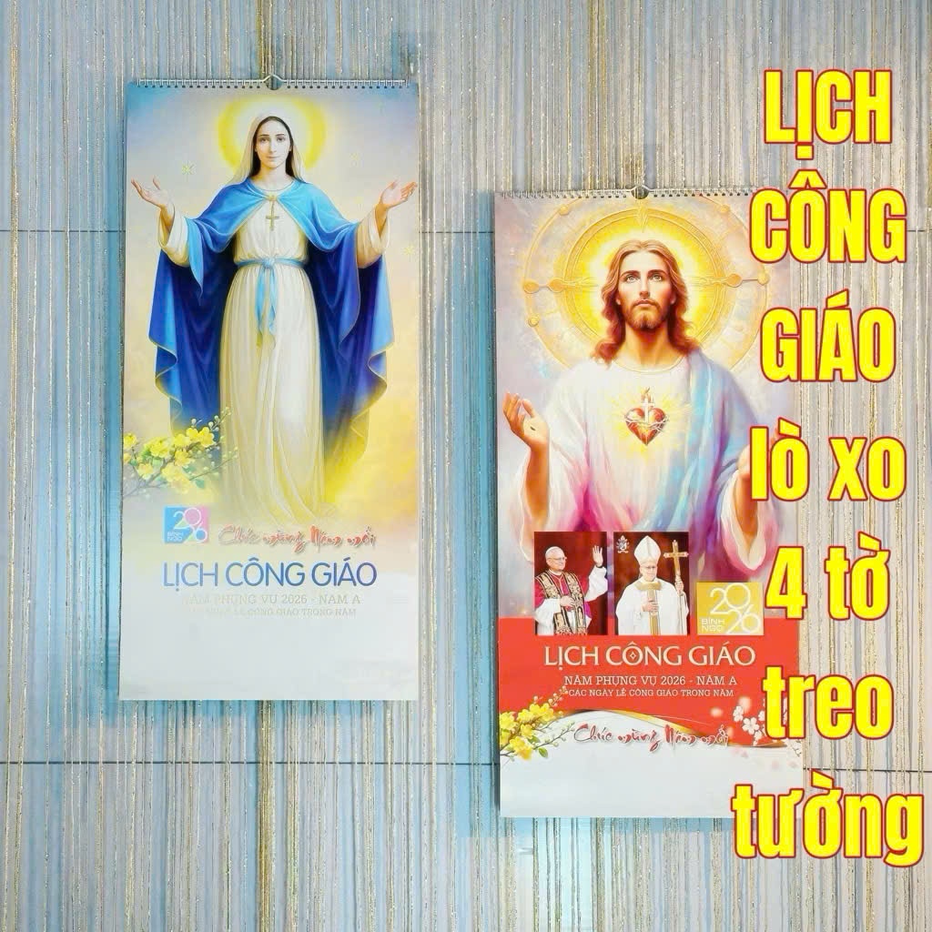 LỊCH LÒ XO 4 TỜ - LỊCH CÔNG GIÁO 2026 - MẪU NGẪU NHIÊN
