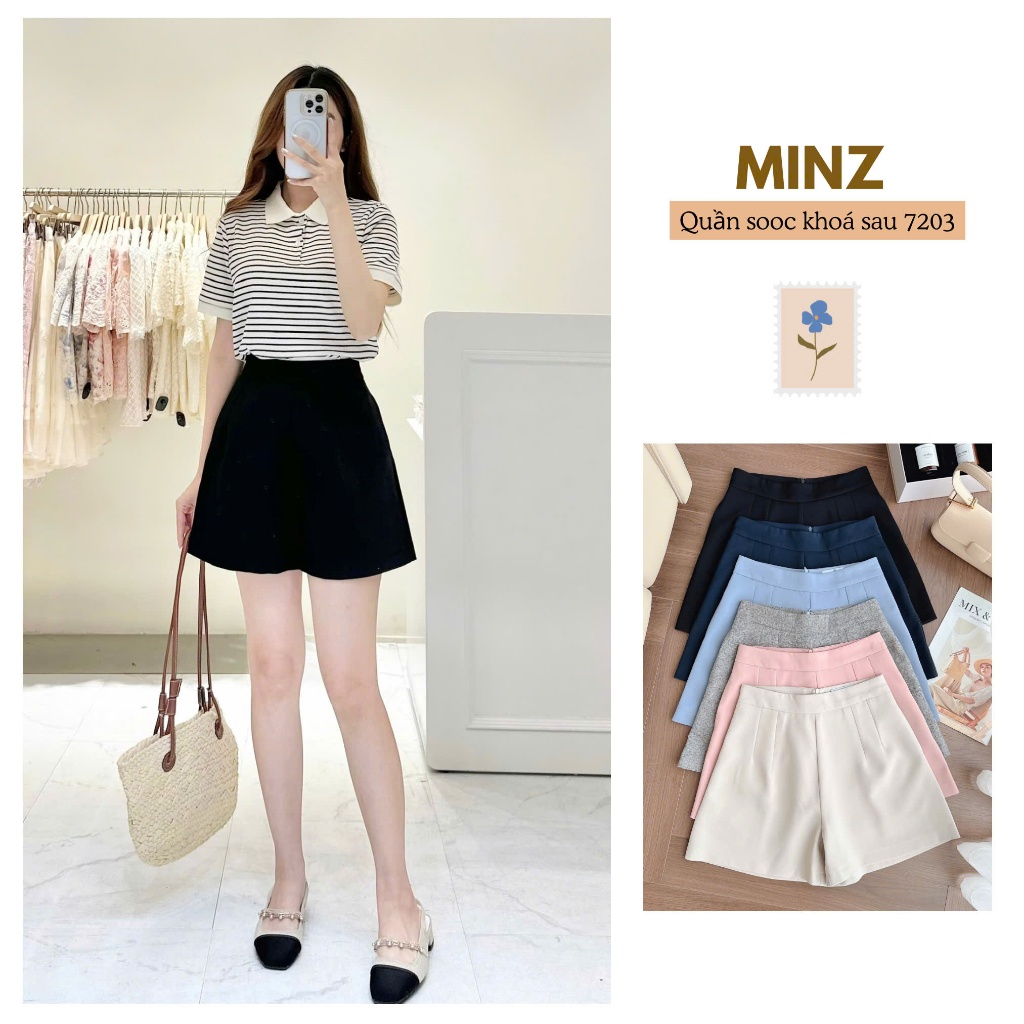 Quần Sooc Khóa Sau MINZ STORE Mã 7203, Thiết Kế Basic Phong Cách Hàn Quốc