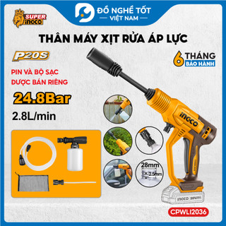  Máy rửa xe dùng pin áp lực cao INGCO CPWLI20362 dùng pin Lithium 20V vệ sinh tưới cây 