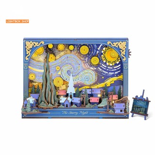  Tranh Gỗ 3D The Starry Night Robotime TH003 – Mô Hình Tranh Treo Tường Kiệt Tác Van Gogh Có Đèn LED 