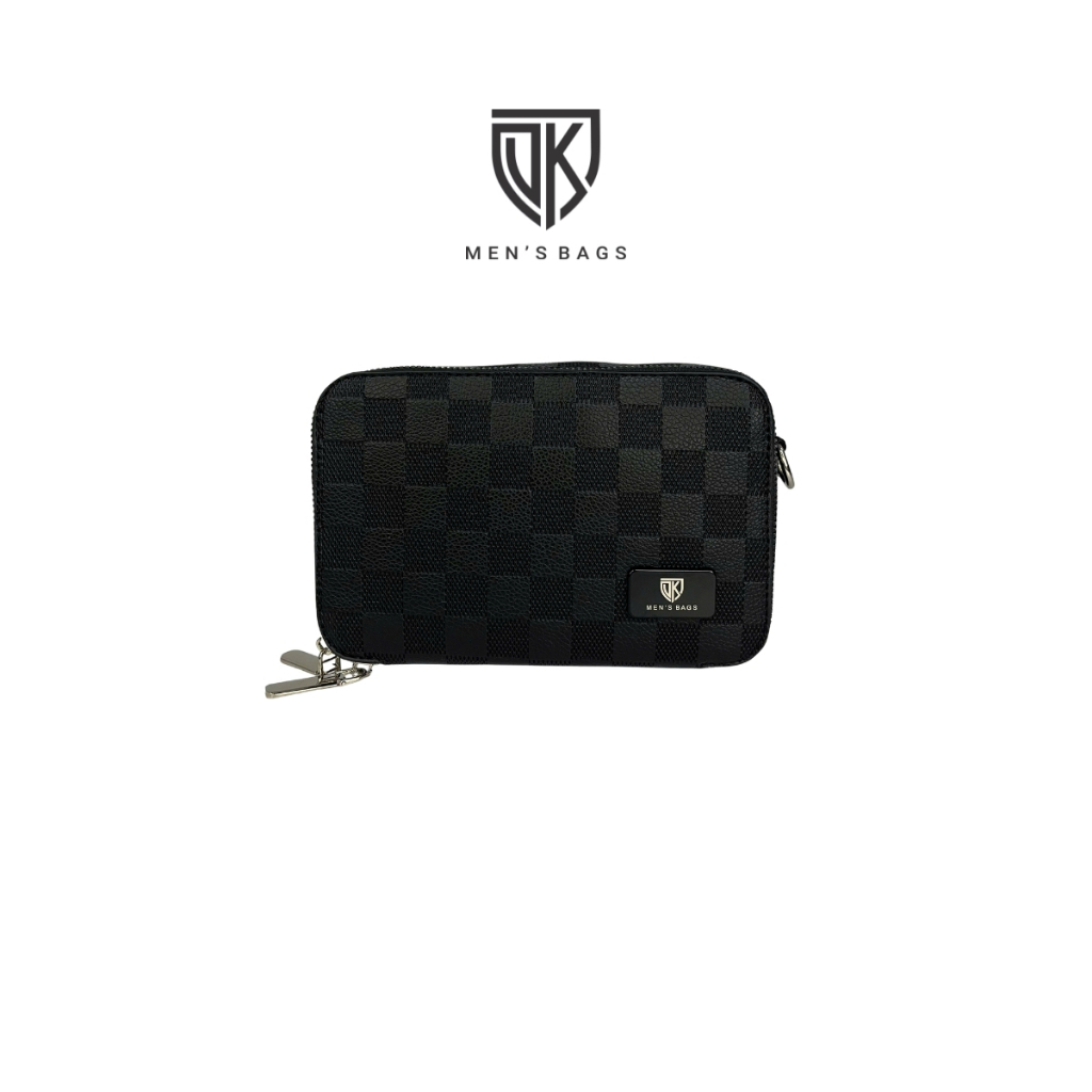 Túi Cốp đeo chéo DK.07 Karo đen da PU logo DK - hộp, Ví mini , 2 charm tự chọn ( Chọn charm IB cho s