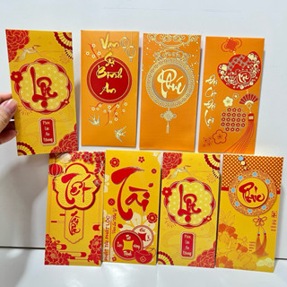   Mẫu Mới 2026  GIÁ SỈ 100 Bao Lì Xì Màu Vàng Sang Trọng Câu Chúc Tết Ý Nghĩa 