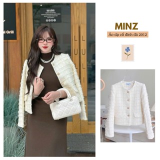 Áo Dạ Ô Vuông MINZ STORE Mã 1071, Thiết Kế Viền Tua Rua Phong Cách Công sở