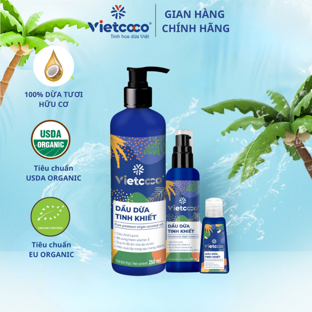 Dầu Dừa Vietcoco Bổ Sung Vitamin E Nguyên Chất 100% Dưỡng Ẩm Da , Chăm Sóc Tóc Ưu Việt