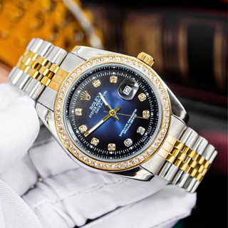 Đồng Hồ Nam Rolex Kim Trôi Dây thép đúc nguyên khối chống gỉ, Viền đính đá siêu sáng, chống nước