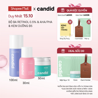 Bộ Ba Hỗ Trợ Cải Thiện Và Phục Hồi Da Candid Retinol 0.5% 30ml & Kem Dưỡng B5 Cica 50ml & AHA/PHA 100ml
