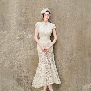  Reli Dress | Váy nữ thiết kế Ren hoa 3D bèo trễ vai H.I.U Fashion dáng xoè đuôi cá sang trọng cao cấp HIU design 