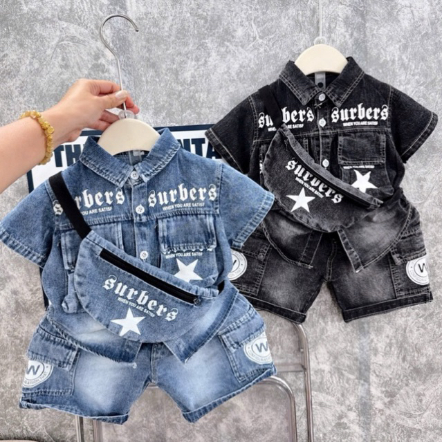 set bộ sơ mi cho bé trai