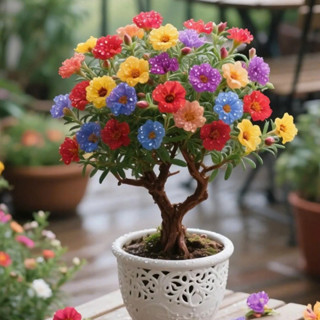 Cây mười giờ bonsai thân tree, gốc 10 giờ đủ màu sống, ra hoa 100%