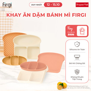Khay Ăn Dặm Silicone Firgi Hình Bánh Mì Chia Ngăn Có Đế Hít Chống Đổ Cho Bé Ăn Dặm (Kèm Nắp Đậy)